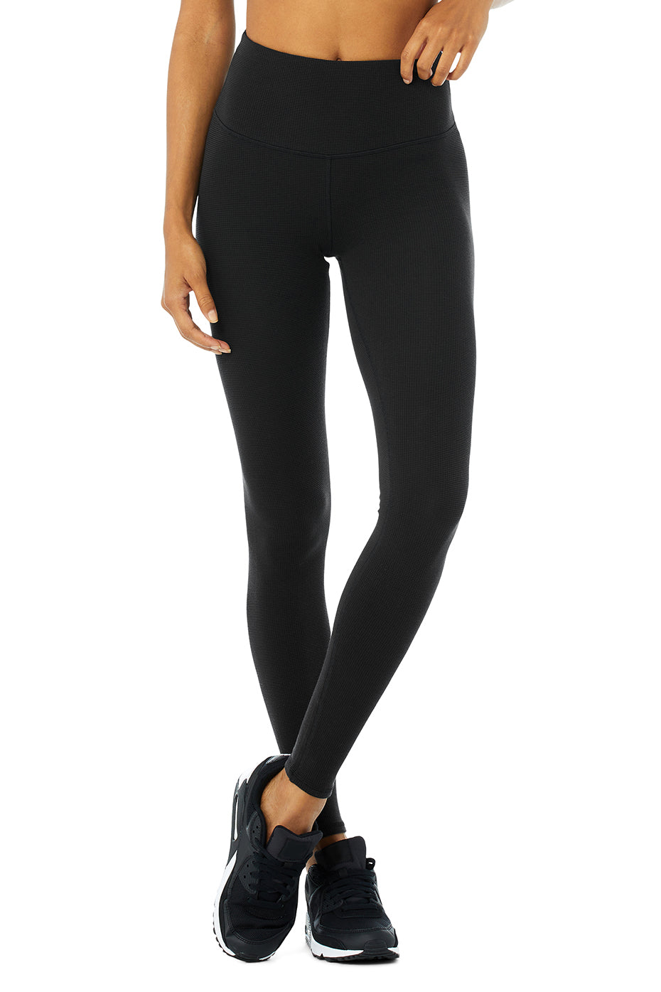 High-Waist Micro Waffle LowKey Legging - Black