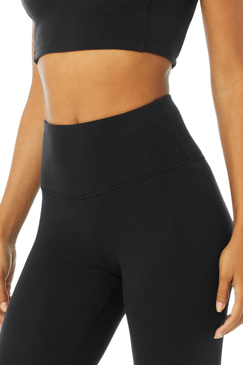 High-Waist Micro Waffle LowKey Legging - Black