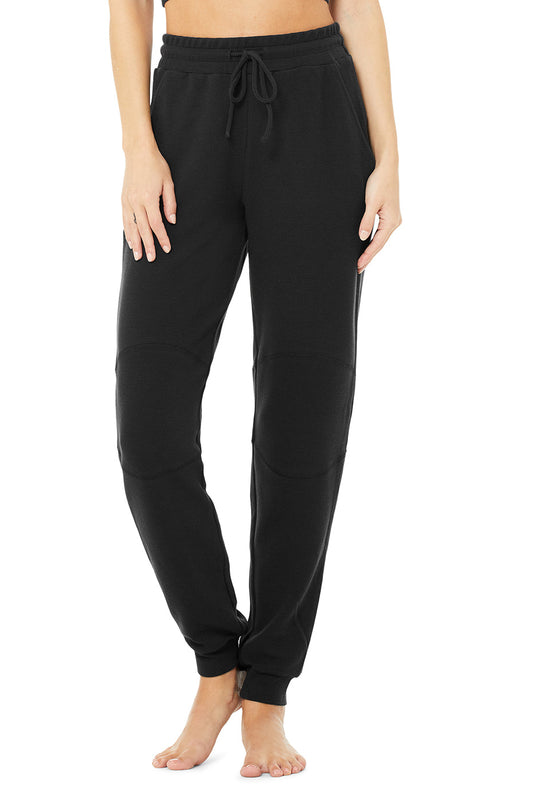 Micro Waffle Fireside Sweatpant - Black