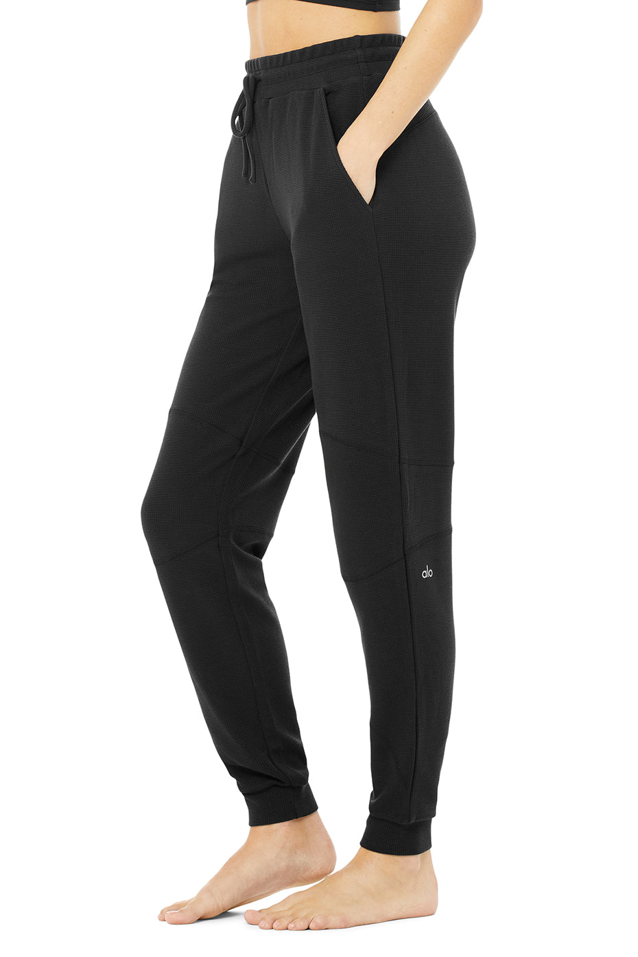 Micro Waffle Fireside Sweatpant - Black