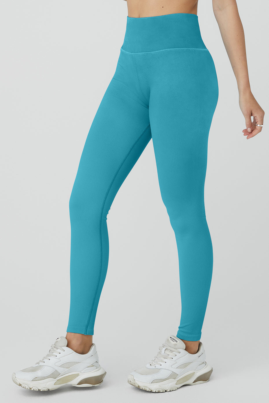 Seamless High-Waist Ribbed Legging - Blue Splash