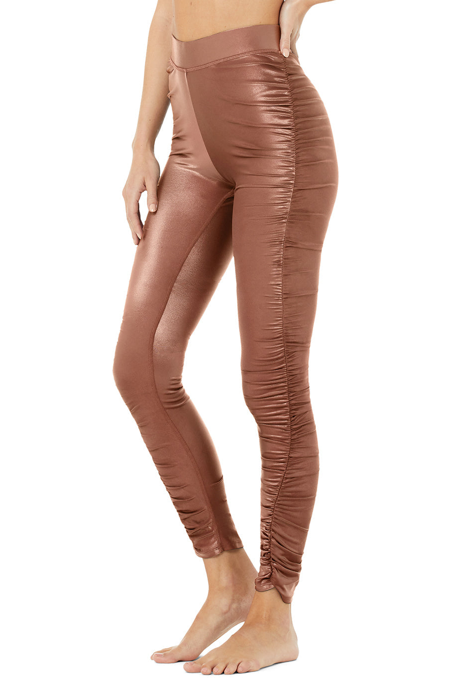 High-Waist Cinched Legging -  Chestnut Shine