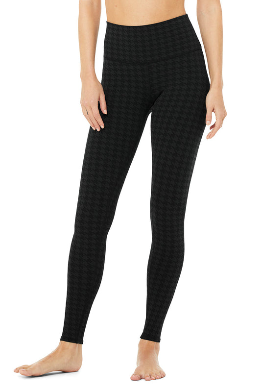 High-Waist Houndstooth Legging - Black