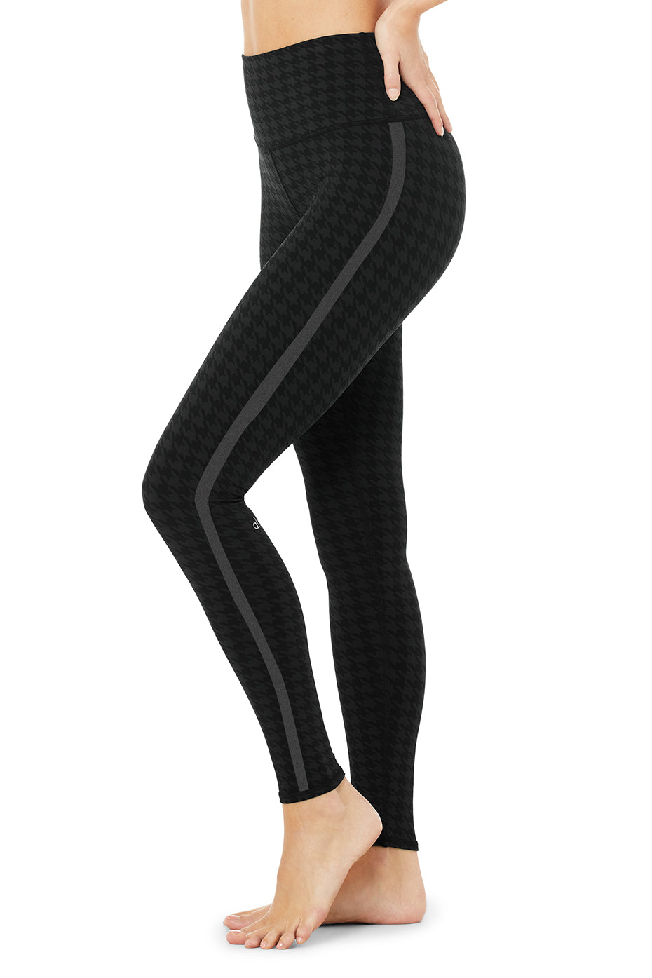 High-Waist Houndstooth Legging - Black