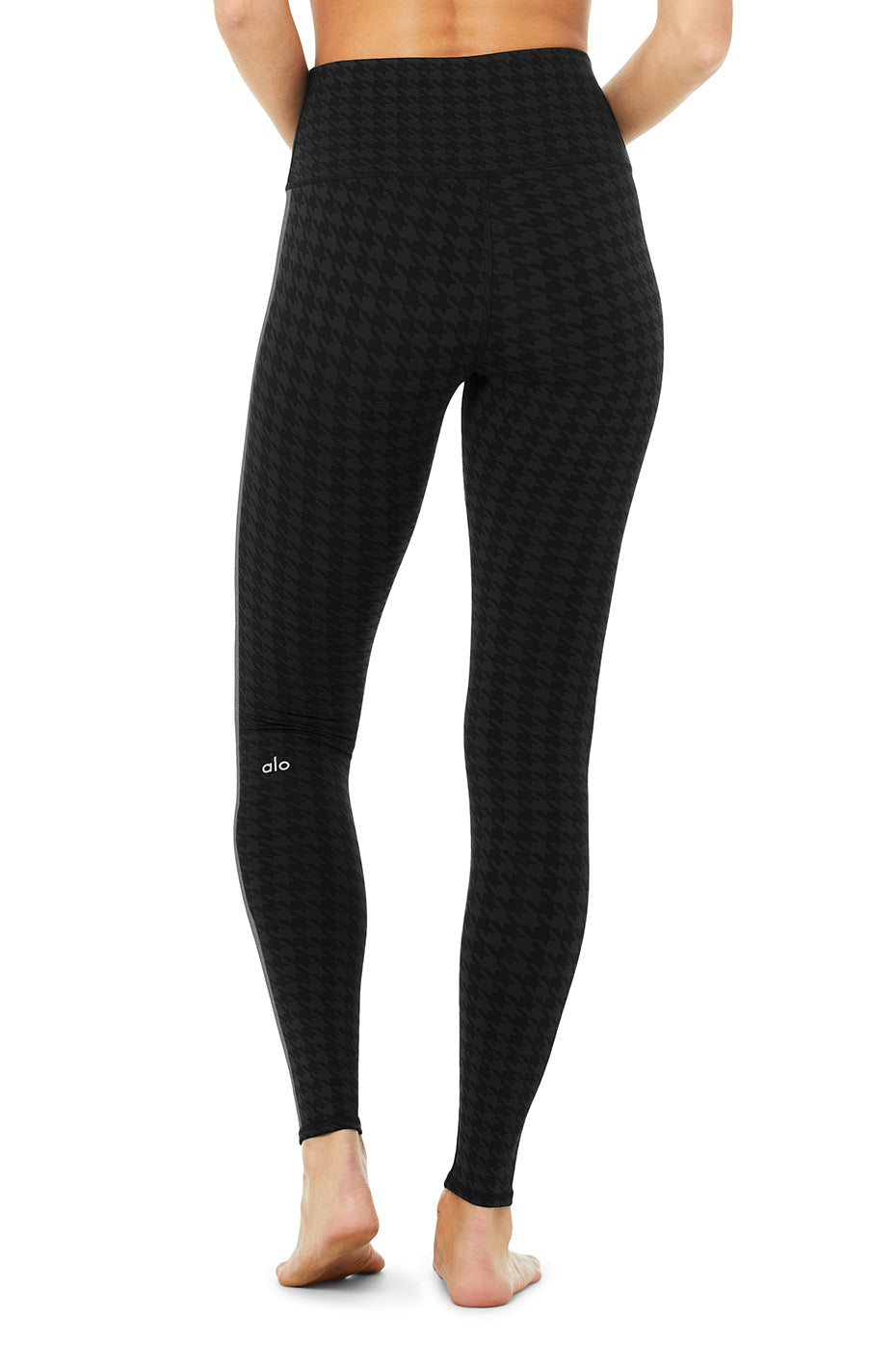 High-Waist Houndstooth Legging - Black