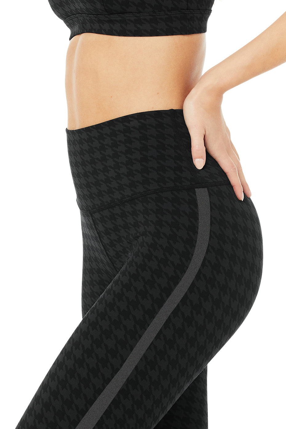High-Waist Houndstooth Legging - Black
