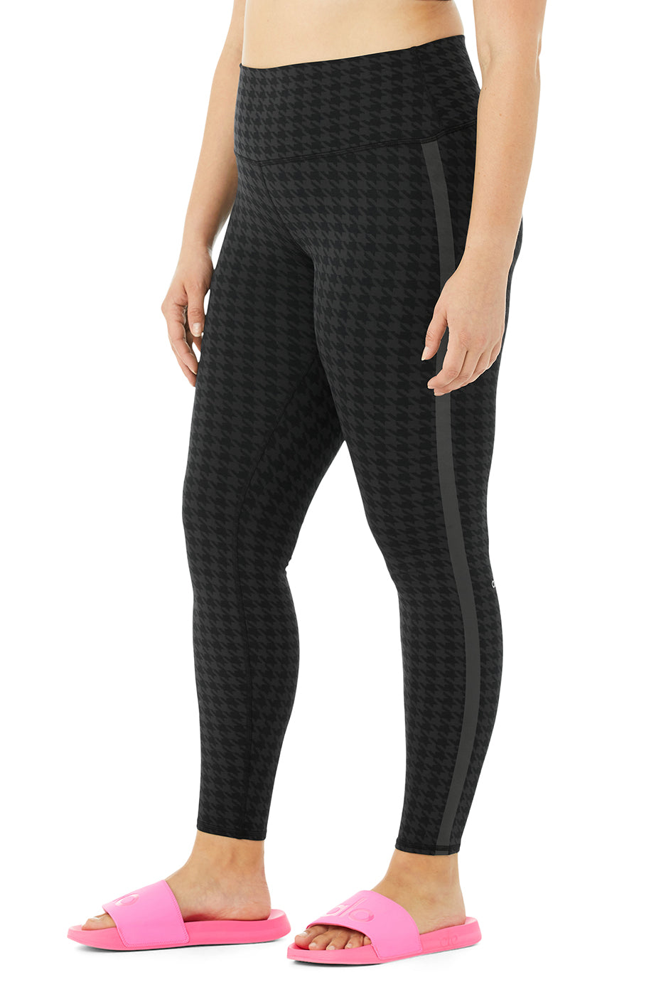 High-Waist Houndstooth Legging - Black