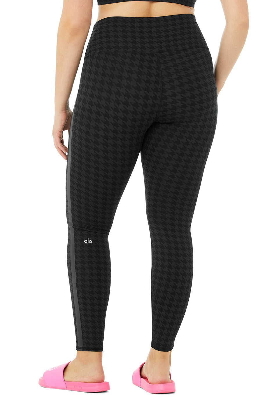 High-Waist Houndstooth Legging - Black