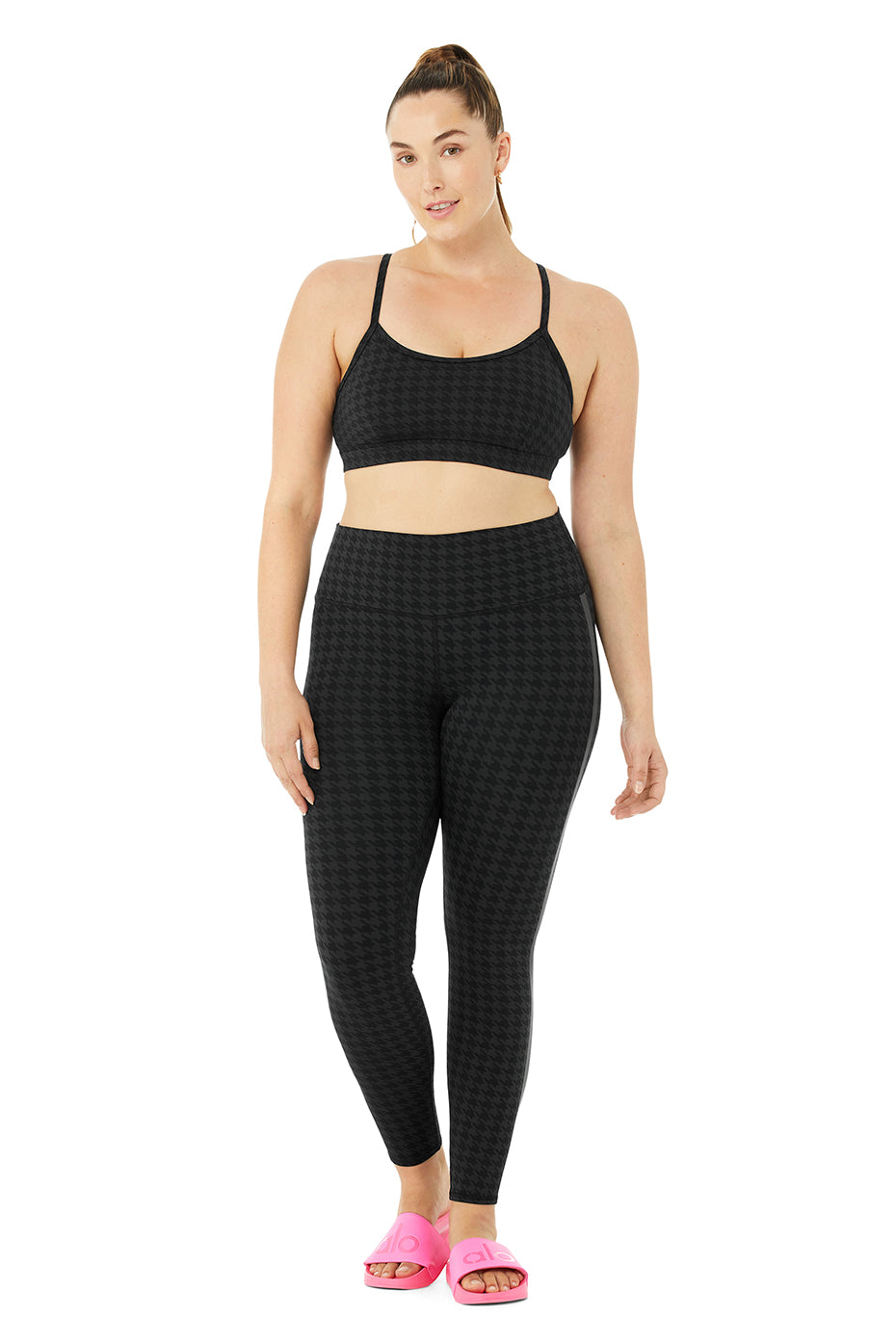 High-Waist Houndstooth Legging - Black