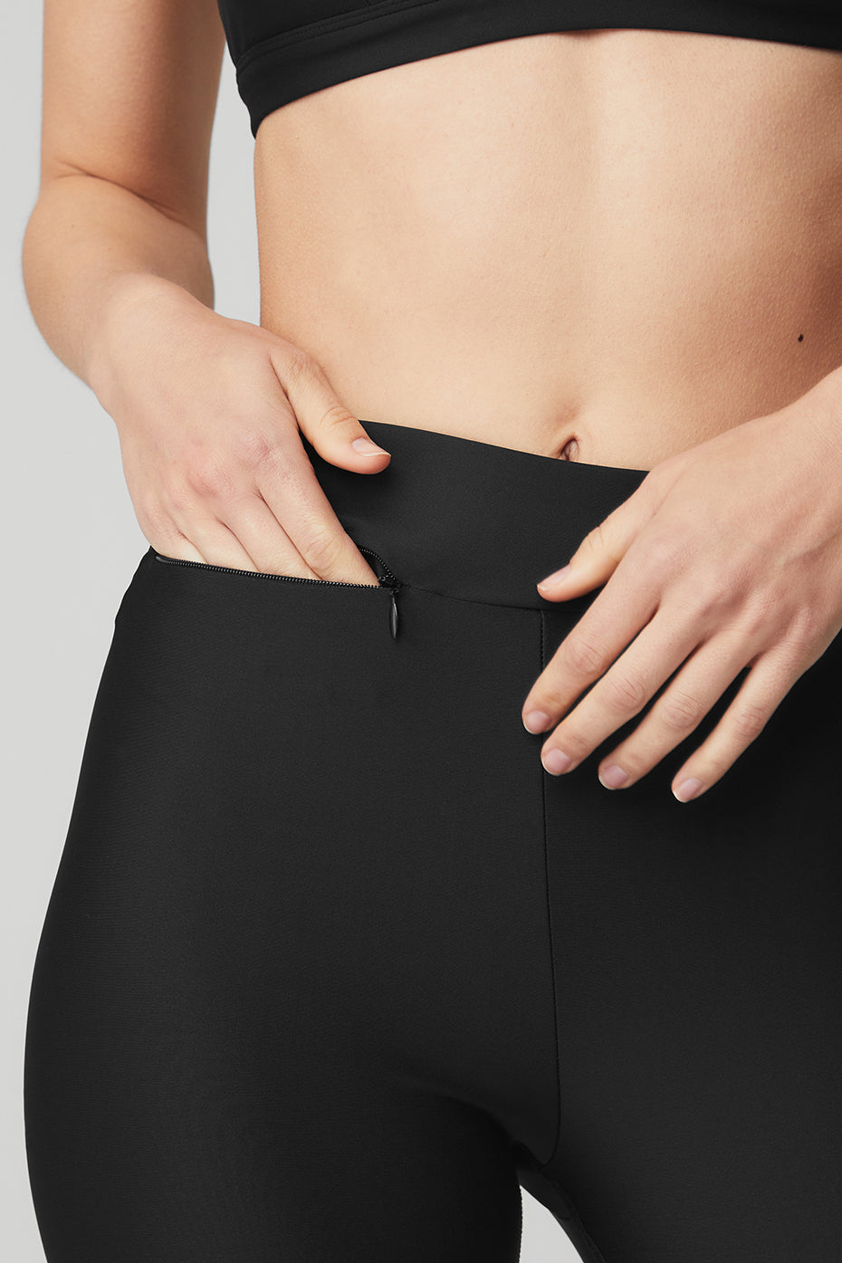 Airlift High-Waist Conceal-Zip Capri - Black