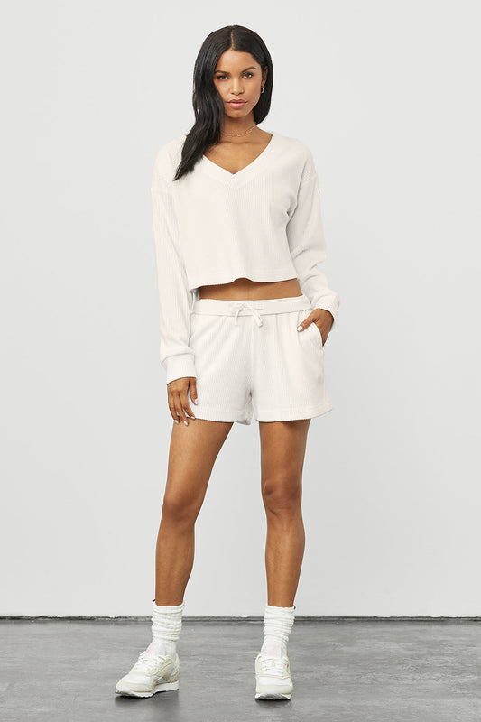Muse V-Neck Pullover & Muse Short Set - Ivory