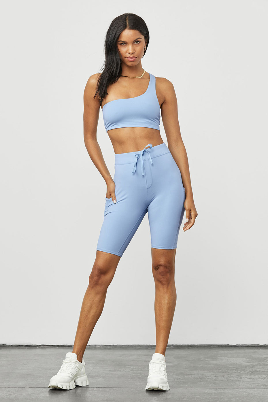 9" High-Waist Checkpoint Biker Short - Blue Skies