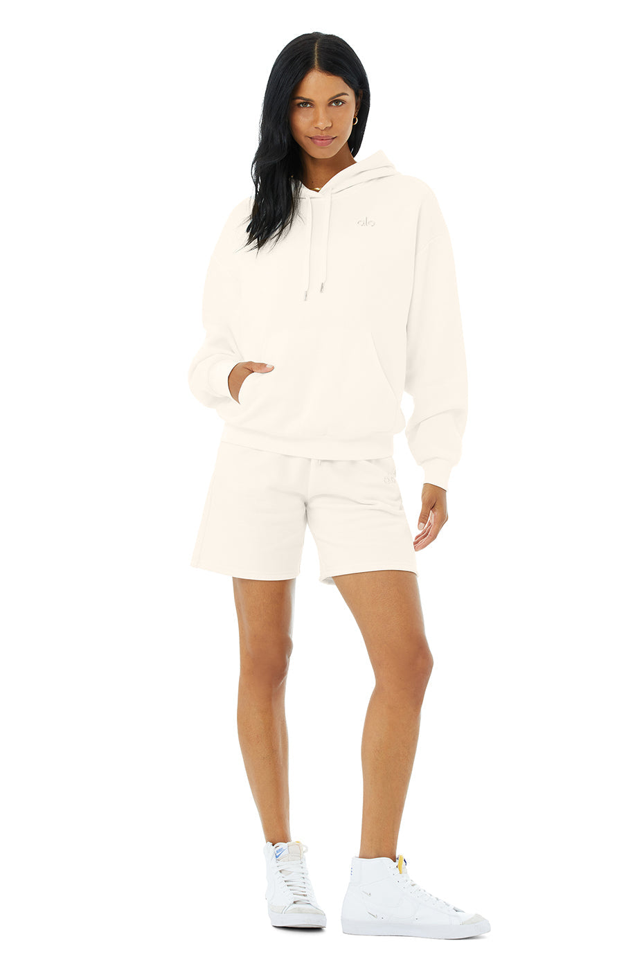 Accolade Hoodie & Accolade Sweat Short Set - Ivory