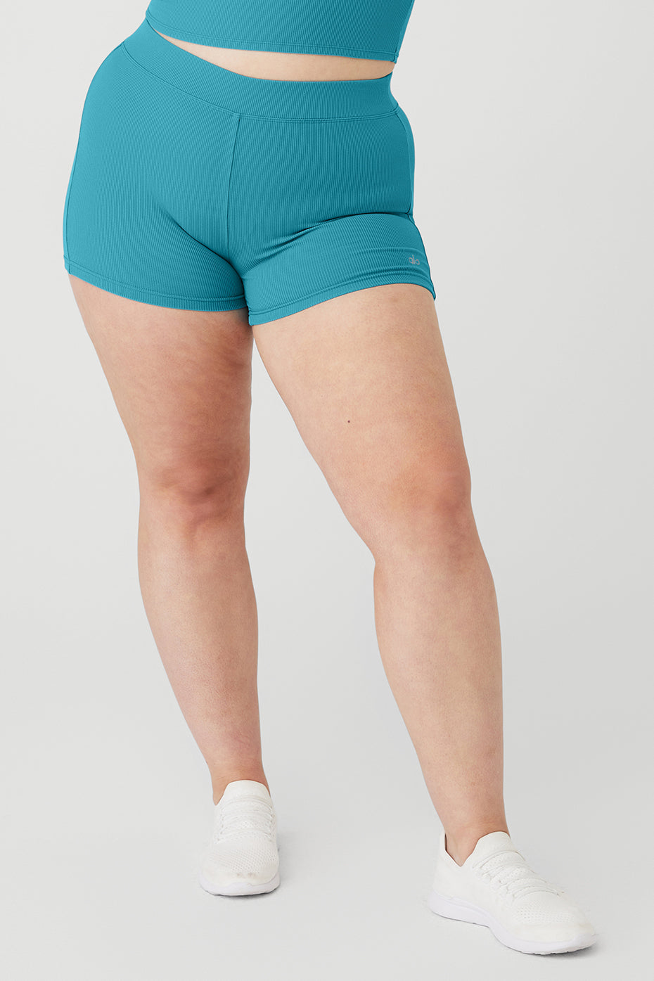 Goddess Ribbed High-Waist Hot Short - Blue Splash
