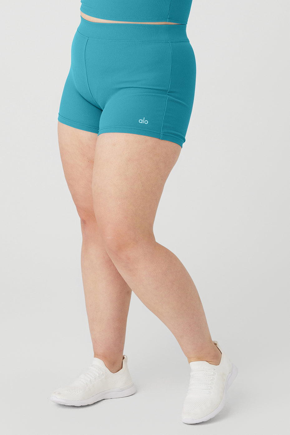 Goddess Ribbed High-Waist Hot Short - Blue Splash