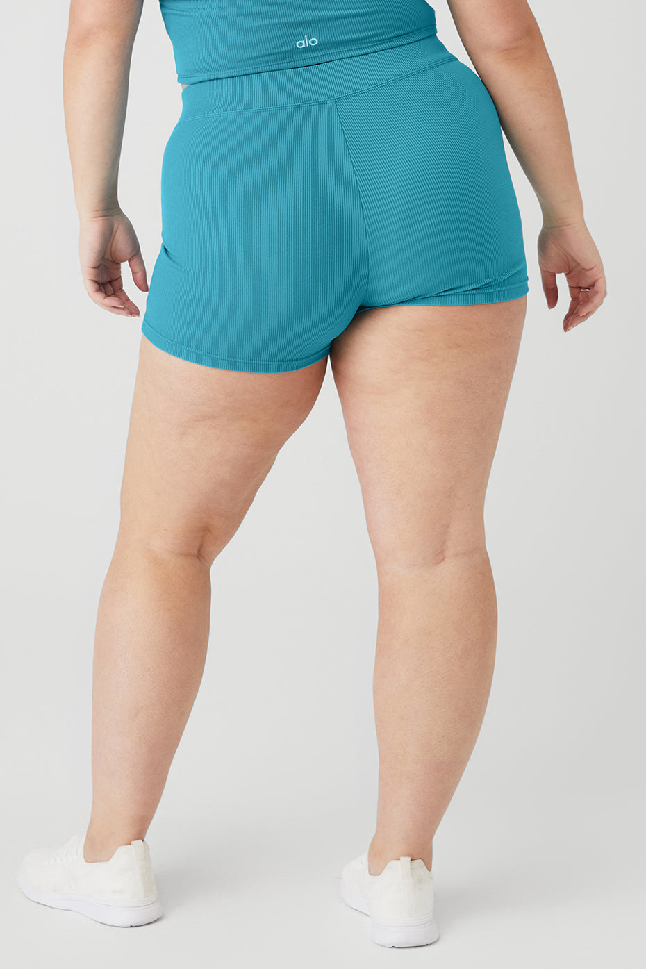 Goddess Ribbed High-Waist Hot Short - Blue Splash