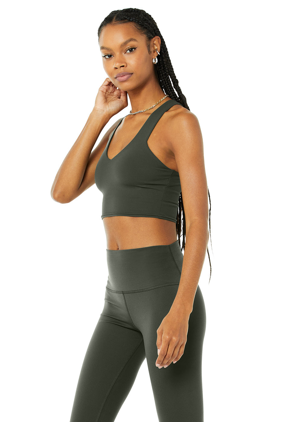 Real Bra Tank & High-Waist Airbrush Legging Set - Dark Cactus