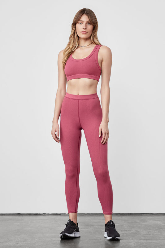 Wellness Bra & Ribbed High-Waist 7/8 Blissful Legging Set - Raspberry Sorbet