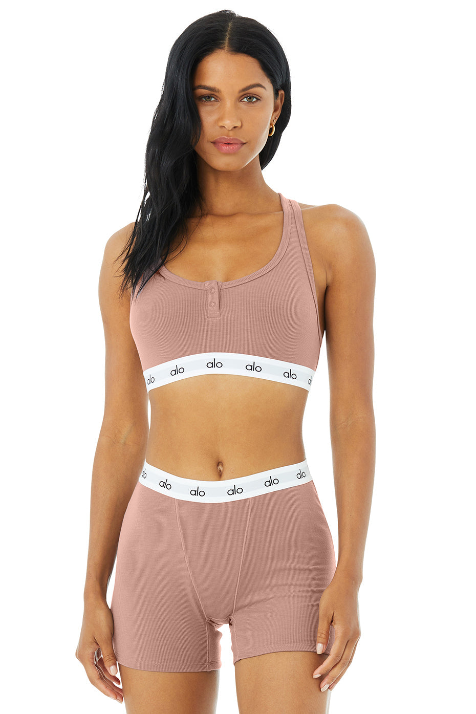 Icon Ribbed Henley Bra - Smoky Quartz
