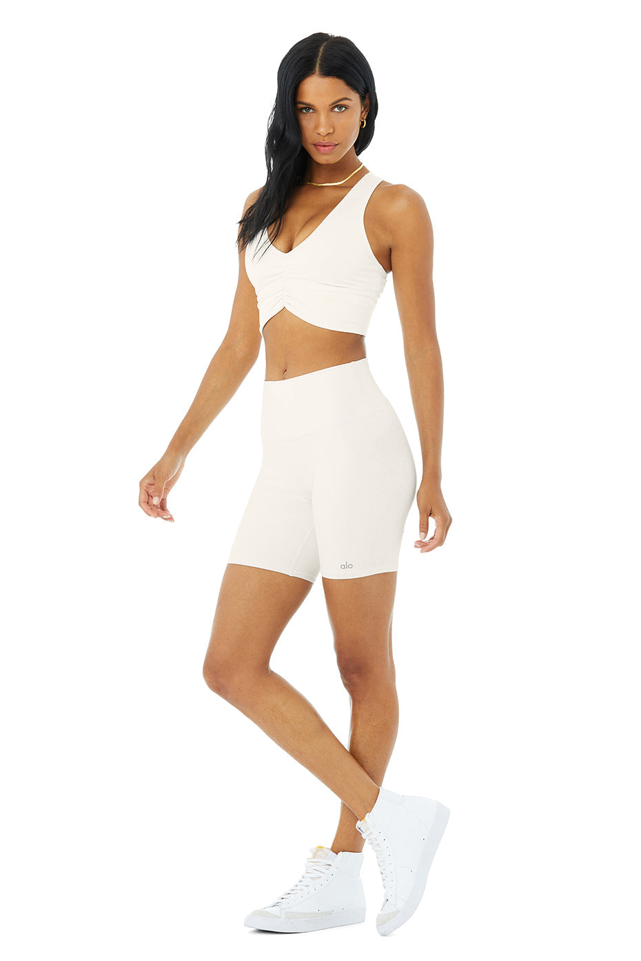 Wild Thing Bra & 7" High-Waist Biker Short Set - Ivory