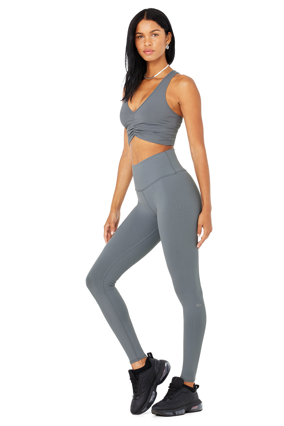 Wild Thing Bra & High-Waist Airbrush Legging Set - Steel Blue