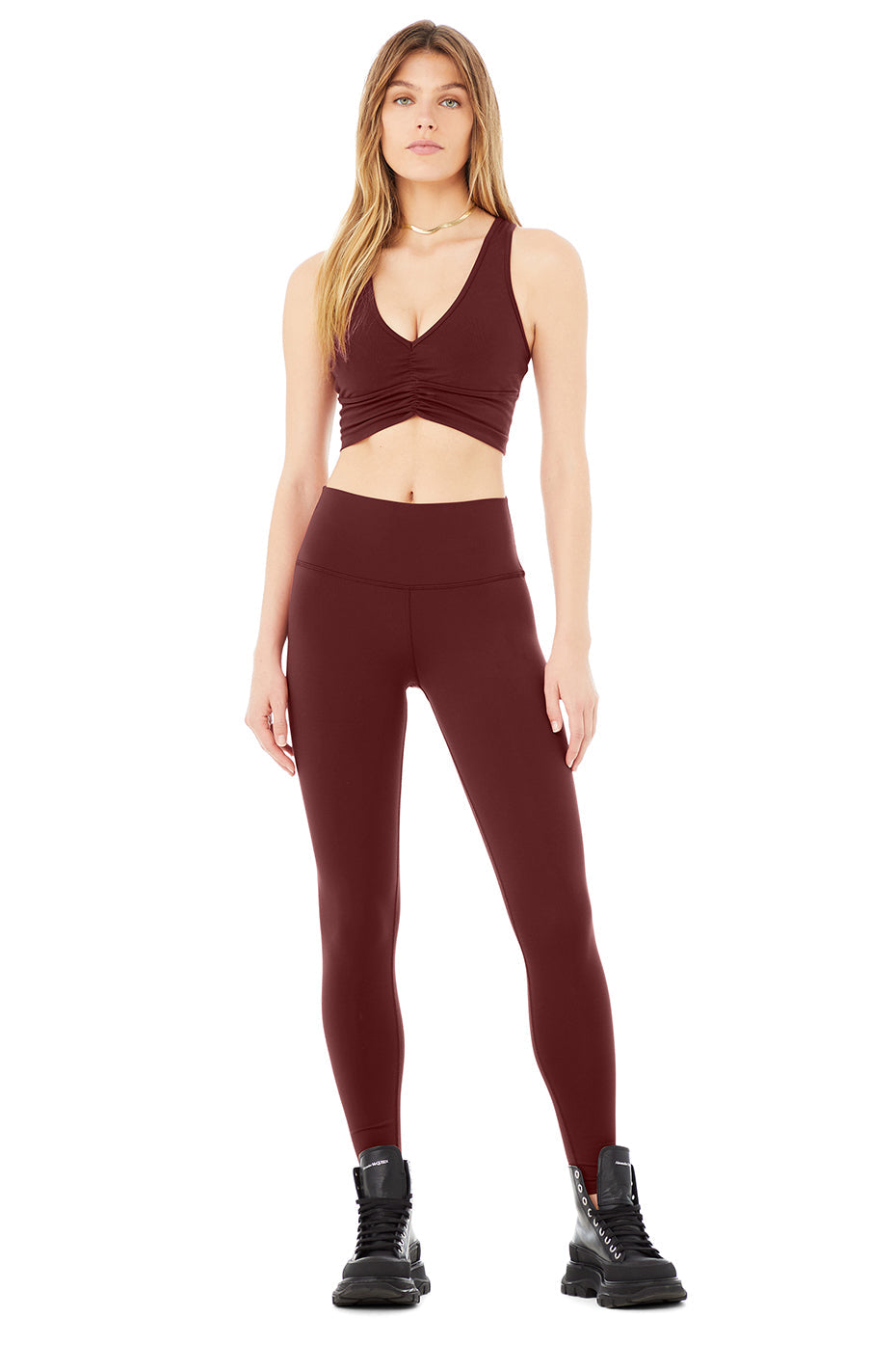 Wild Thing Bra & High-Waist Airbrush Legging Set - Cranberry