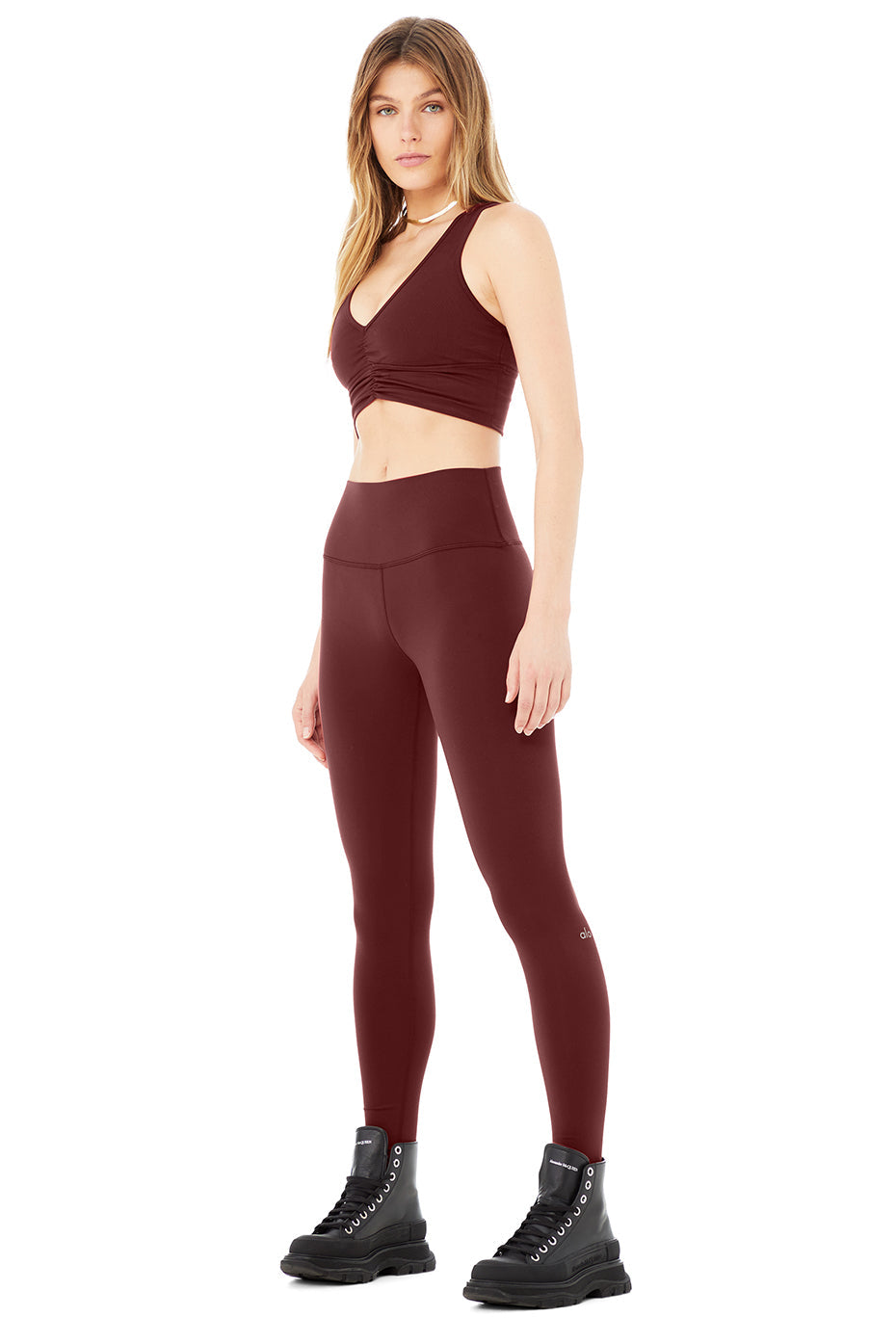 Wild Thing Bra & High-Waist Airbrush Legging Set - Cranberry