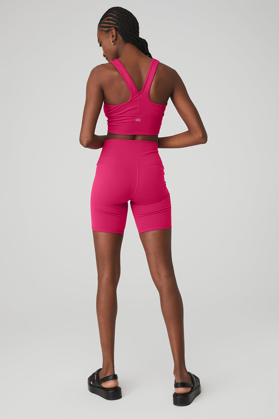 Wild Thing Bra & 7" High-Waist Biker Short Set - Magenta Crush