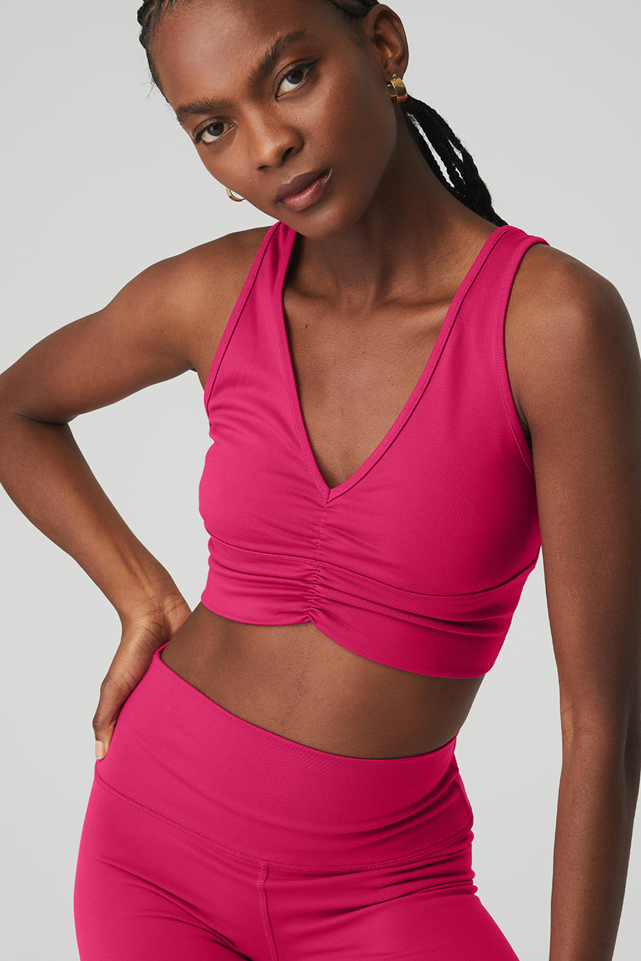 Wild Thing Bra & 7" High-Waist Biker Short Set - Magenta Crush