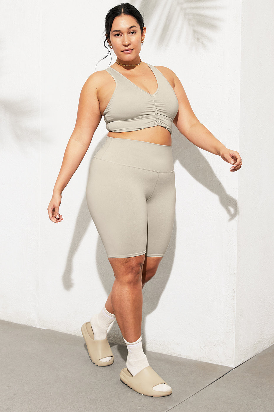 Wild Thing Bra & 7" High-Waist Biker Short Set - Oatmeal Heather