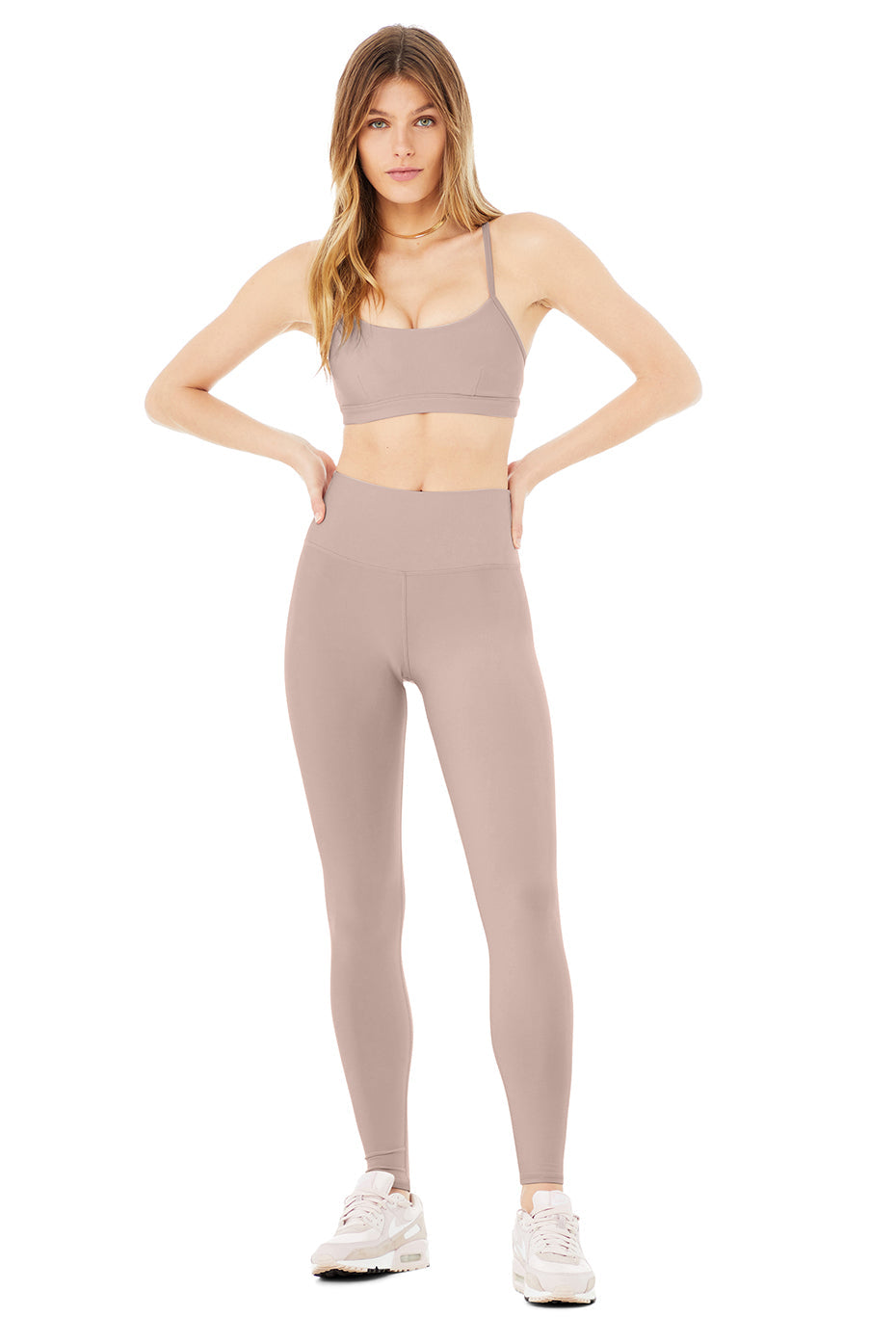 Intrigue Bra & High-Waist Airlift Legging Set - Dusty Pink