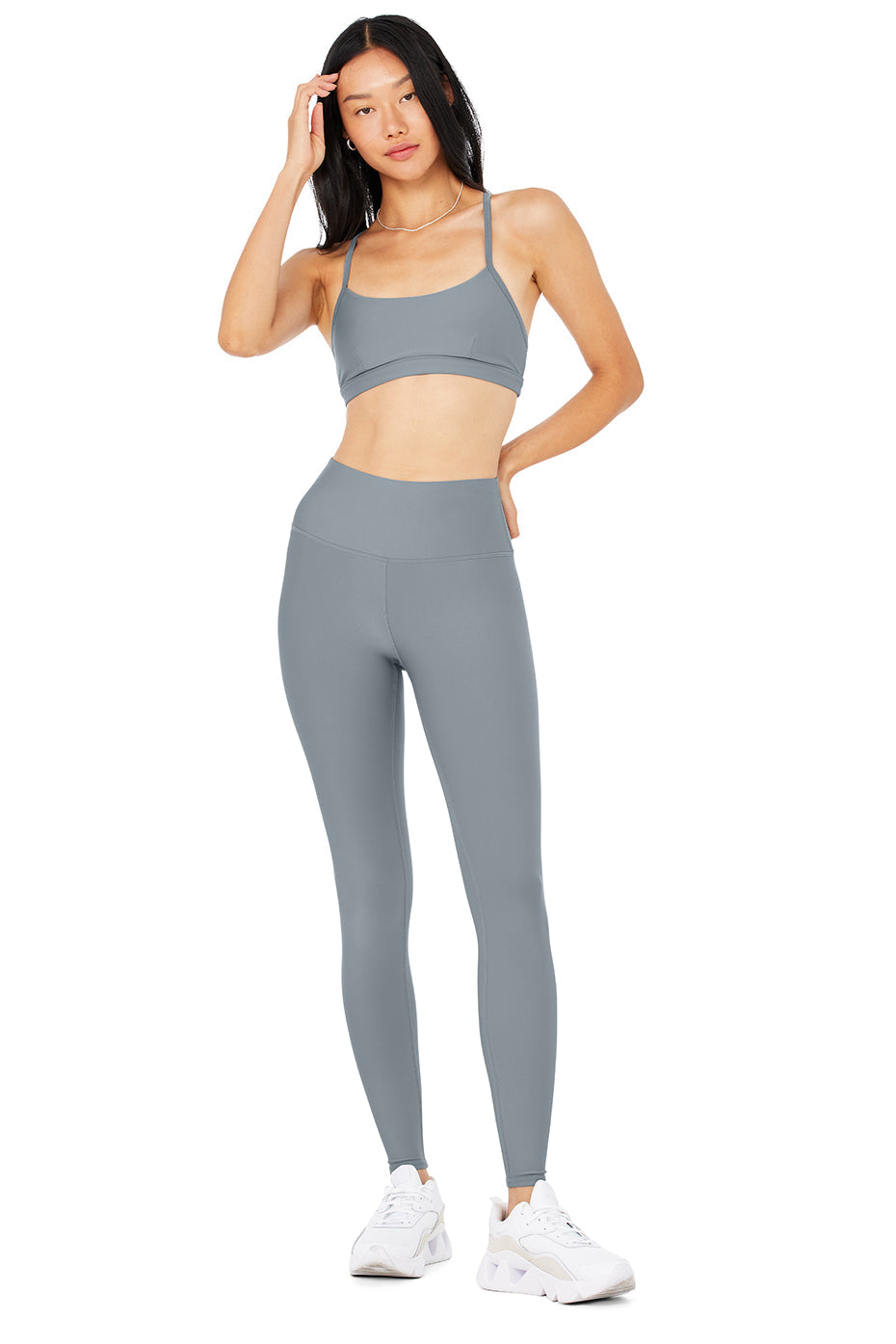 Intrigue Bra & High-Waist Airlift Legging Set - Steel Blue