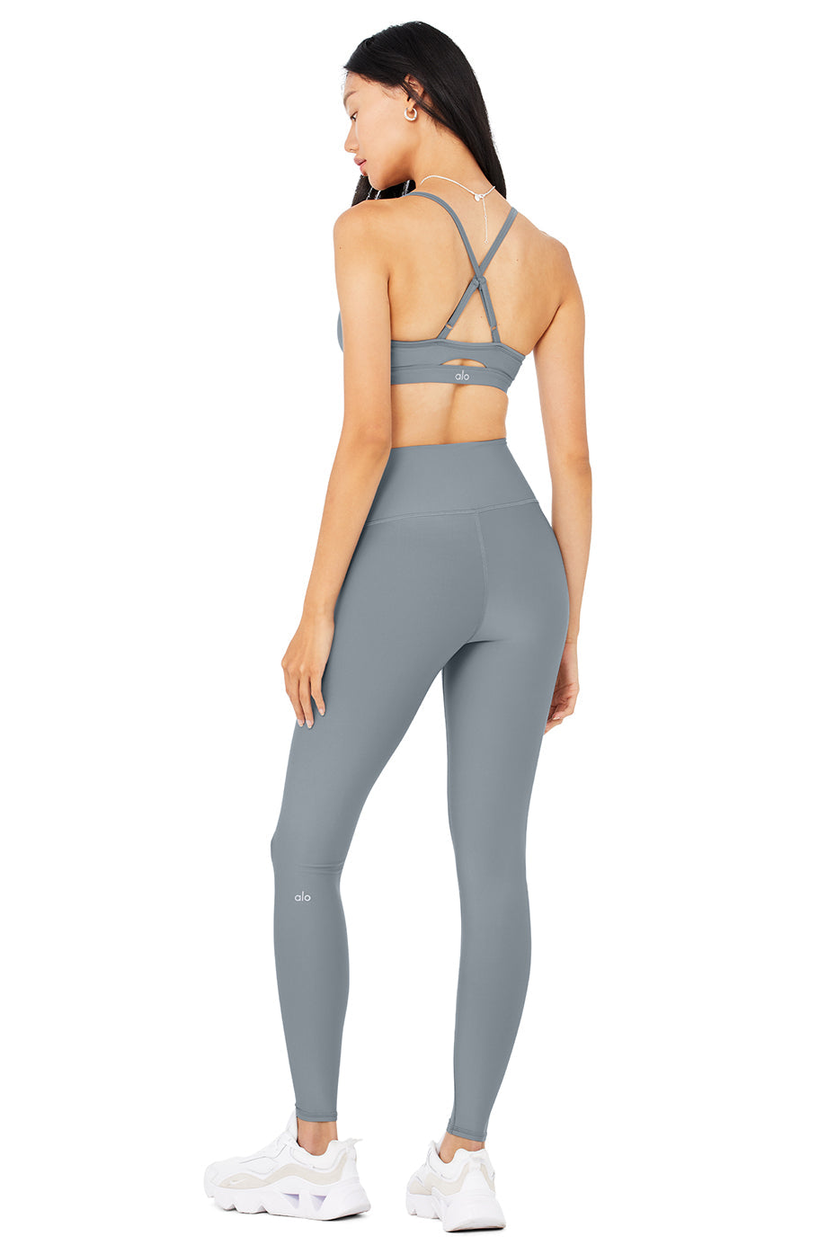 Intrigue Bra & High-Waist Airlift Legging Set - Steel Blue