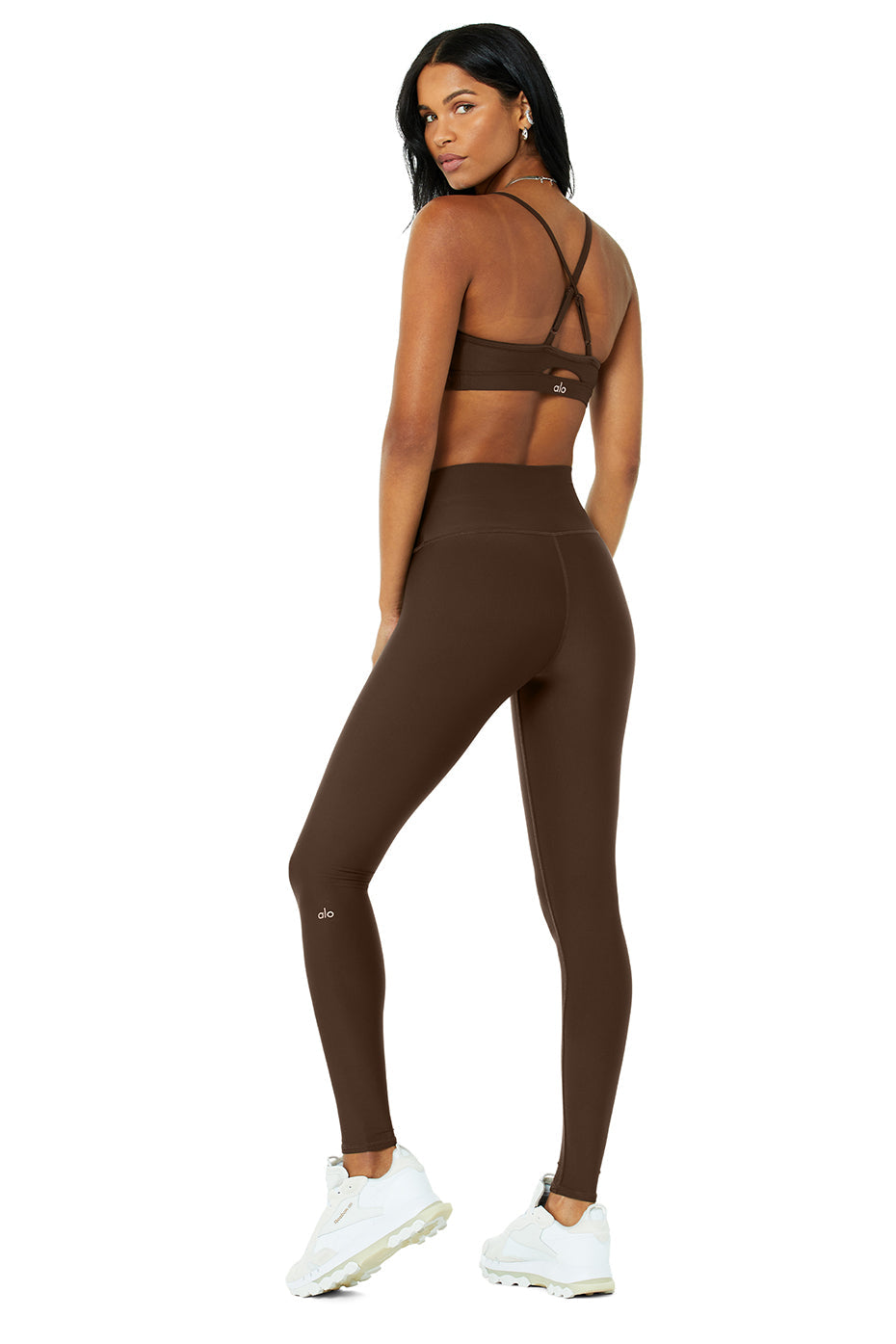 Intrigue Bra & High-Waist Airlift Legging Set - Espresso