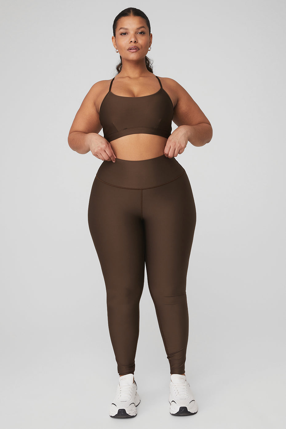Intrigue Bra & High-Waist Airlift Legging Set - Espresso