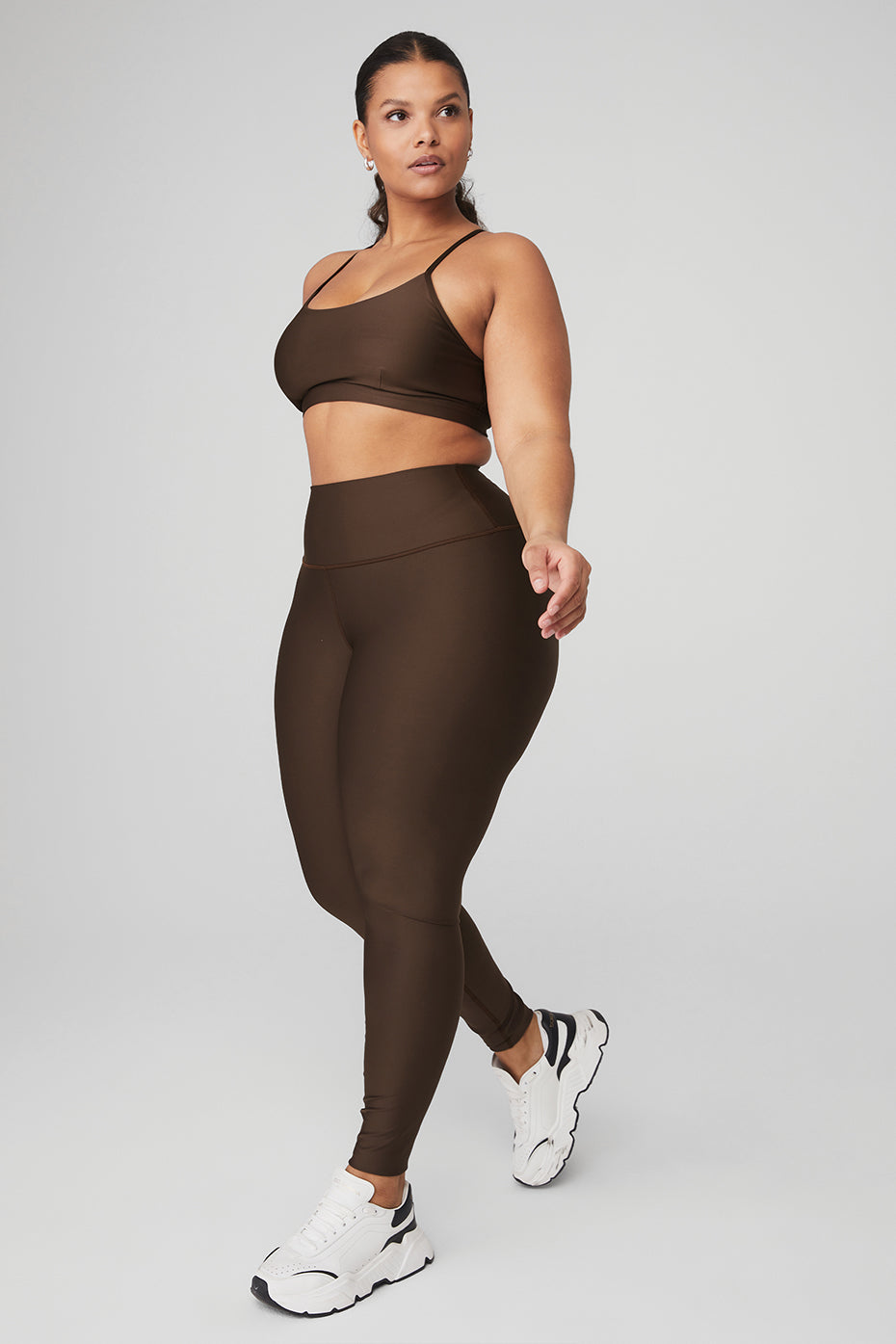 Intrigue Bra & High-Waist Airlift Legging Set - Espresso