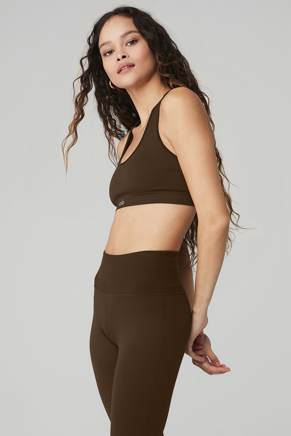 Seamless Ribbed Bra - Espresso