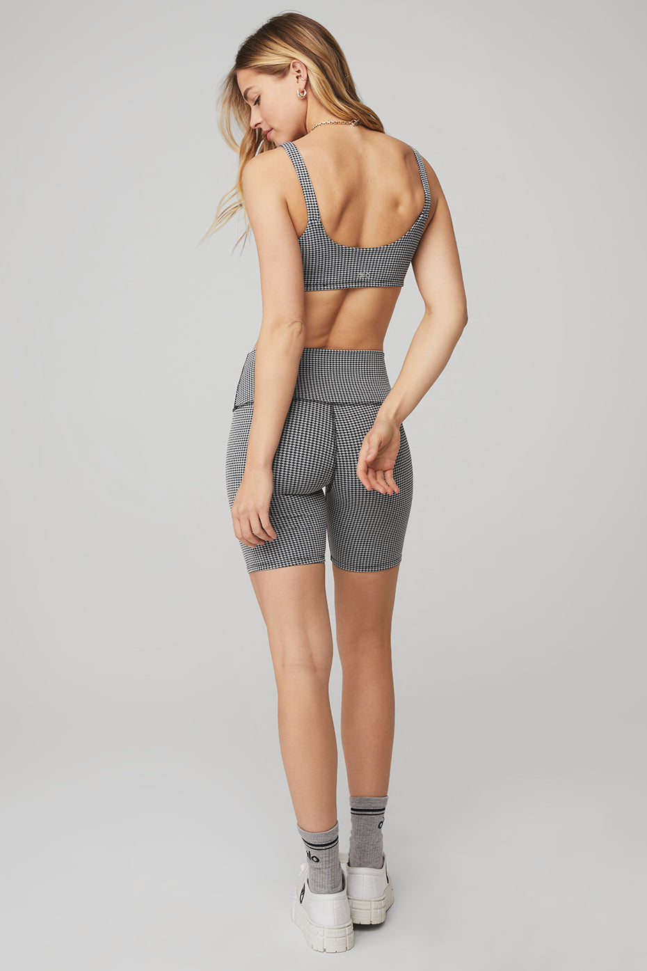 Micro Houndstooth Bra & 7" High-Waist Biker Short Set