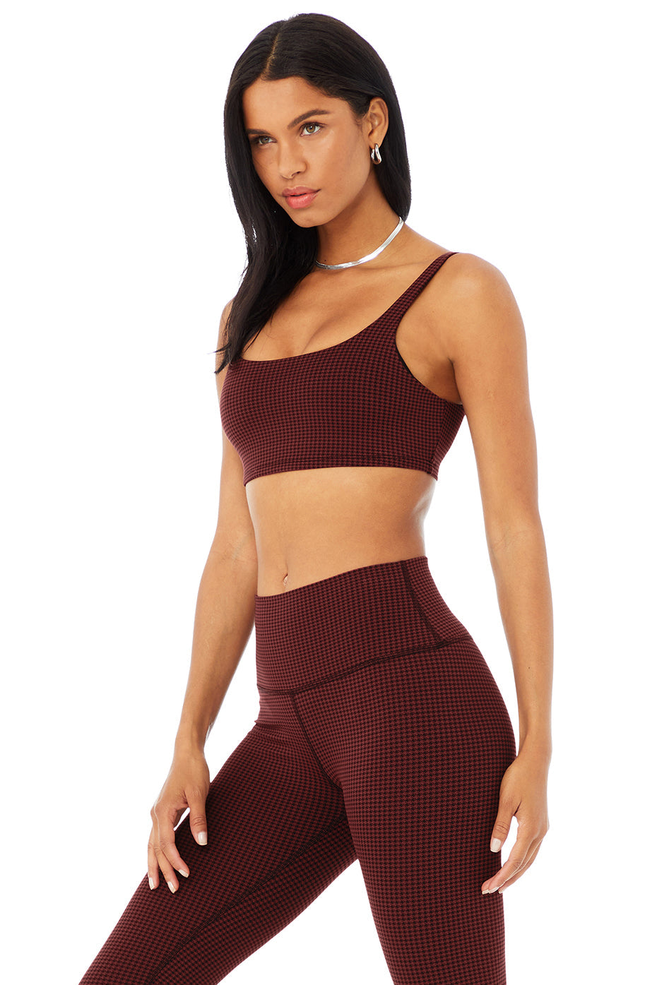 Micro Houndstooth Bra - Cranberry/Black