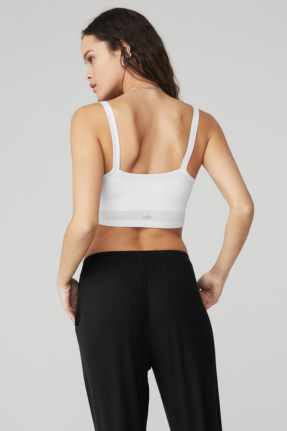 Ribbed Crop Whisper Bra Tank - White