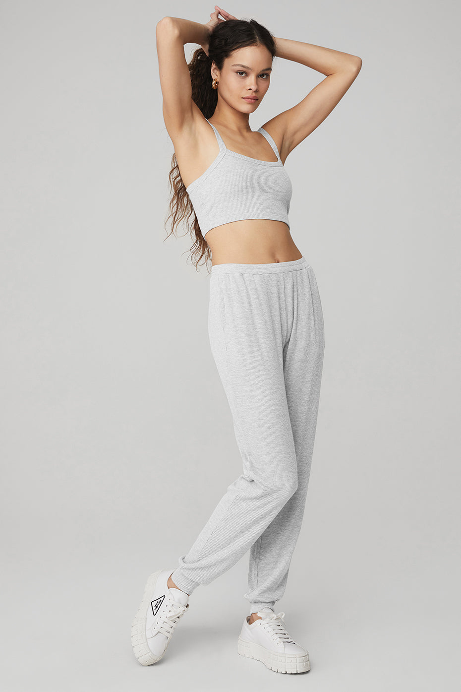 Ribbed Crop Whisper Bra Tank & High-Waist Ribbed Whisper Pant Set