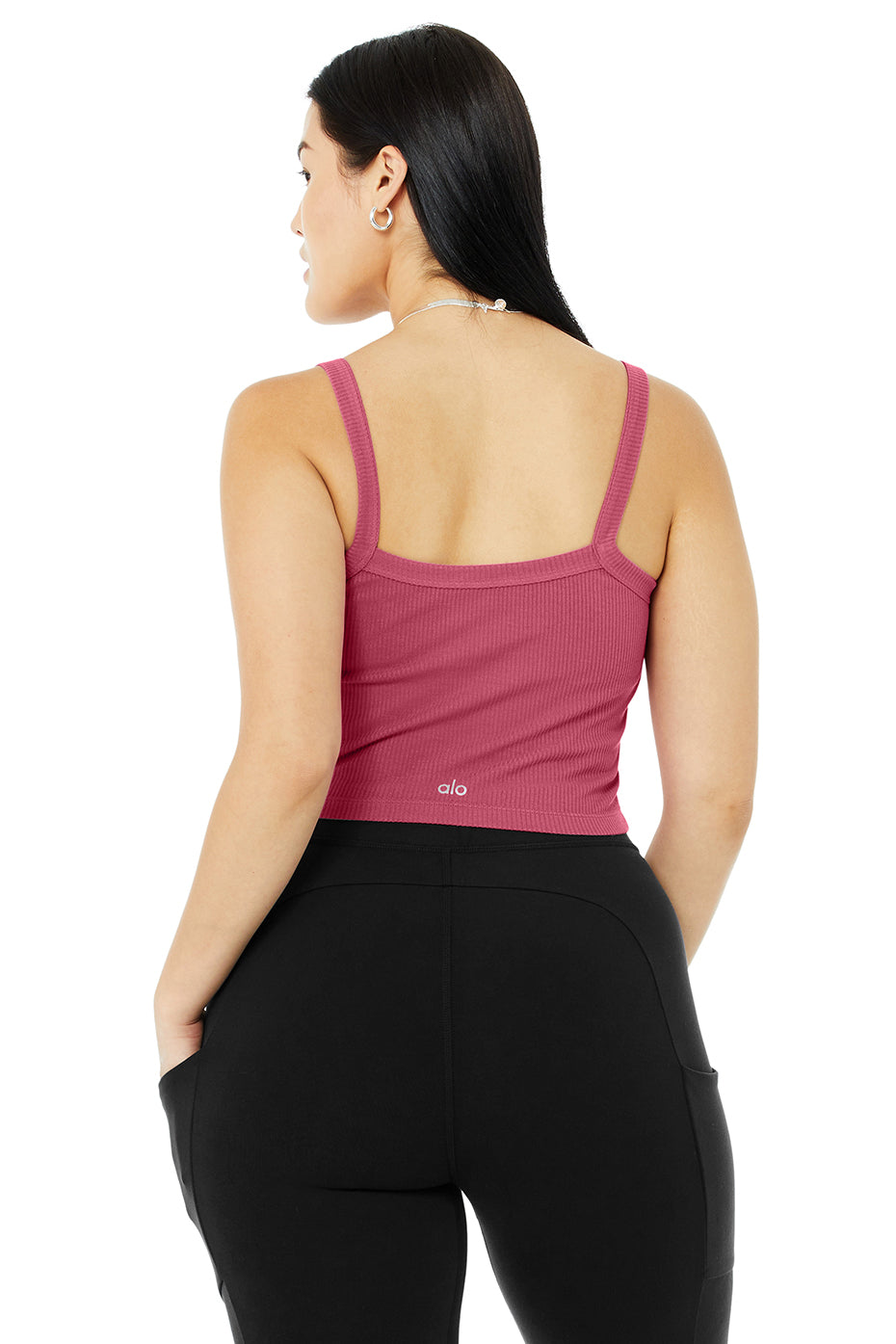 Ribbed Crop Whisper Bra Tank - Raspberry Sorbet