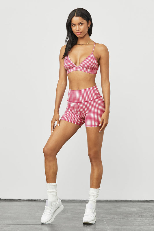 Vapor Splendor Gingham Bra & Vapor High-Waist Gingham Short Set - Raspberry Sorbet