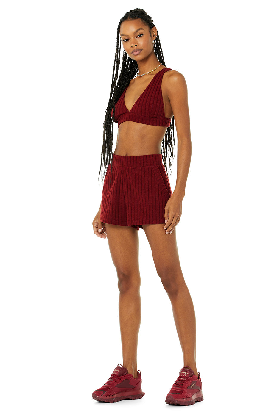 Ribbed Take Comfort Bra & Ribbed Take Comfort Short Set - Cranberry