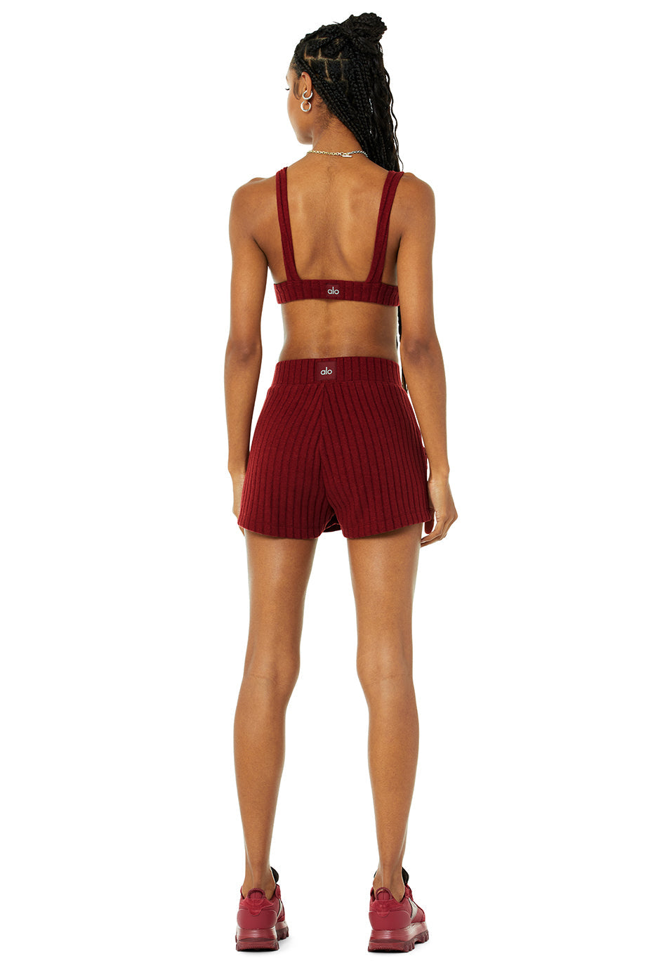 Ribbed Take Comfort Bra & Ribbed Take Comfort Short Set - Cranberry
