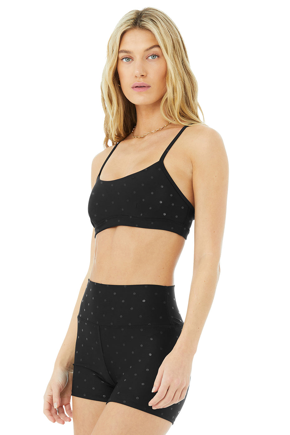 Airlift Intrigue Polka Dot Bra - Black/Black Shine