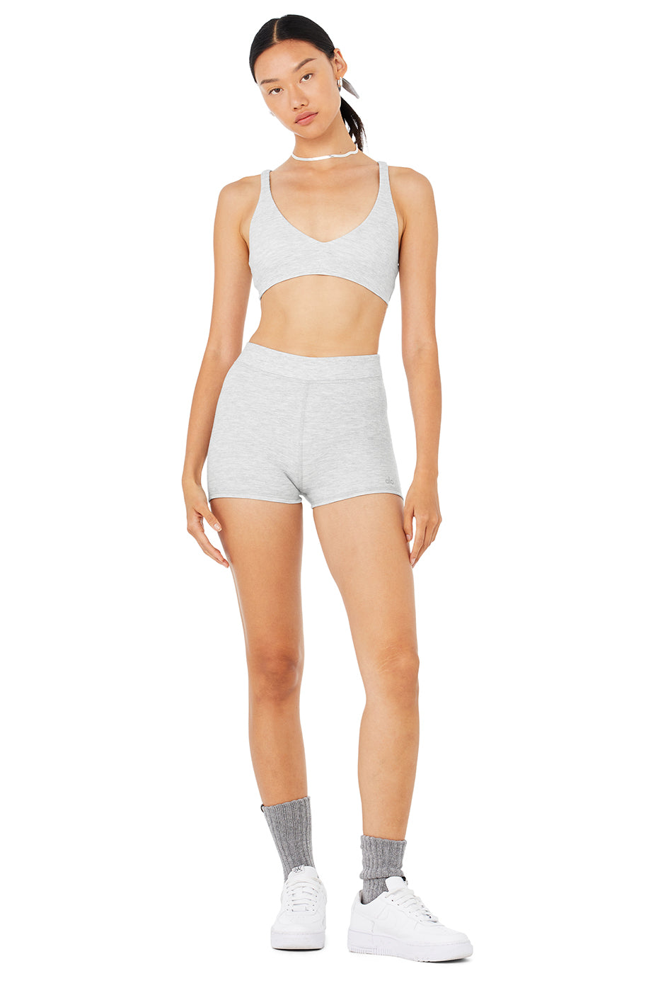 Micro Waffle Pleasant Bra & Micro Waffle Pleasant Boyshort Set - Athletic Heather Grey