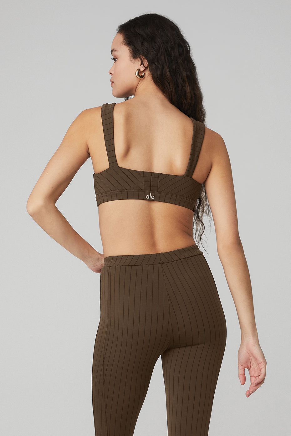 Pinstripe Jacquard Captivate Bra - Espresso/Black