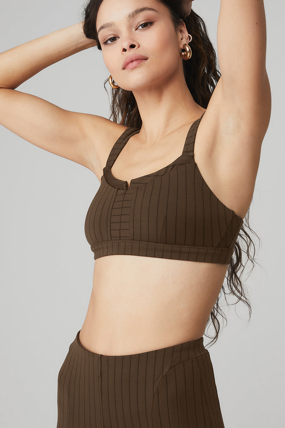 Pinstripe Jacquard Captivate Bra - Espresso/Black