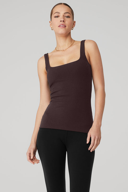 Ribbed Minimalist Tank - Raisin